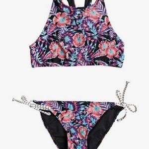 NWT $45 ROXY GIRLS SURFING MIAMI CROP BIKINI SET